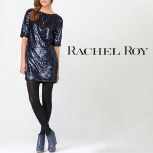 Rachel Rachel Roy Navy Liza Sequin Dress Sz 2